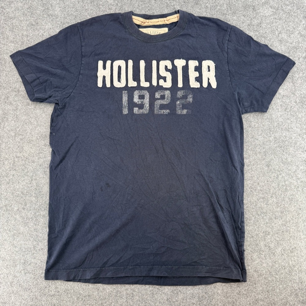 Y2K Hollister T-Shirt Mens Medium 1922 Graphic Navy Blue Logo